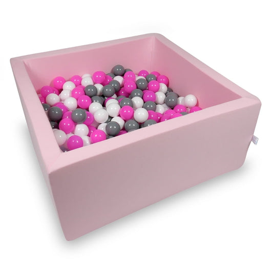 Piscine à Balles 90x90x40cm rose poudré avec balles 400pcs (blanc, gris, rose)