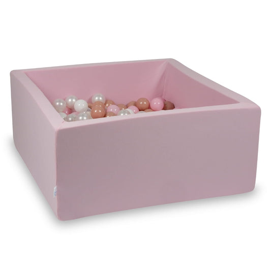 Piscine à Balles 90x90x40 rose poudré avec balles 400 pcs (transparent, blanc, perle, rose clair, or rose)