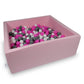 Piscine à Balles 110x110x40cm rose poudré avec balles 600pcs (blanc, gris, rose)