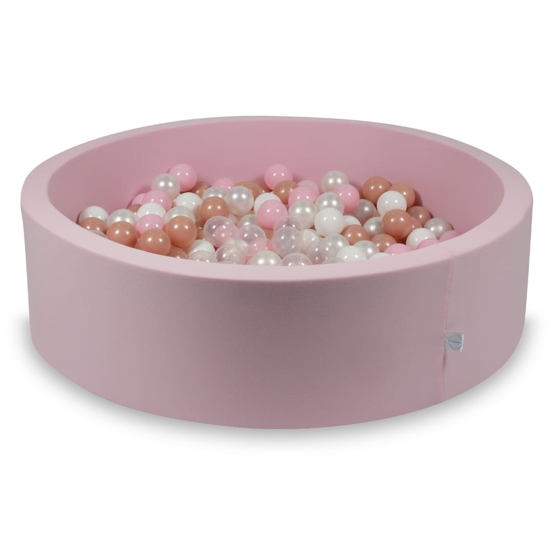 Piscine à Balles 110x30 rose poudré avec balles 400 pcs (transparent, blanc, perle, rose clair, or rose)