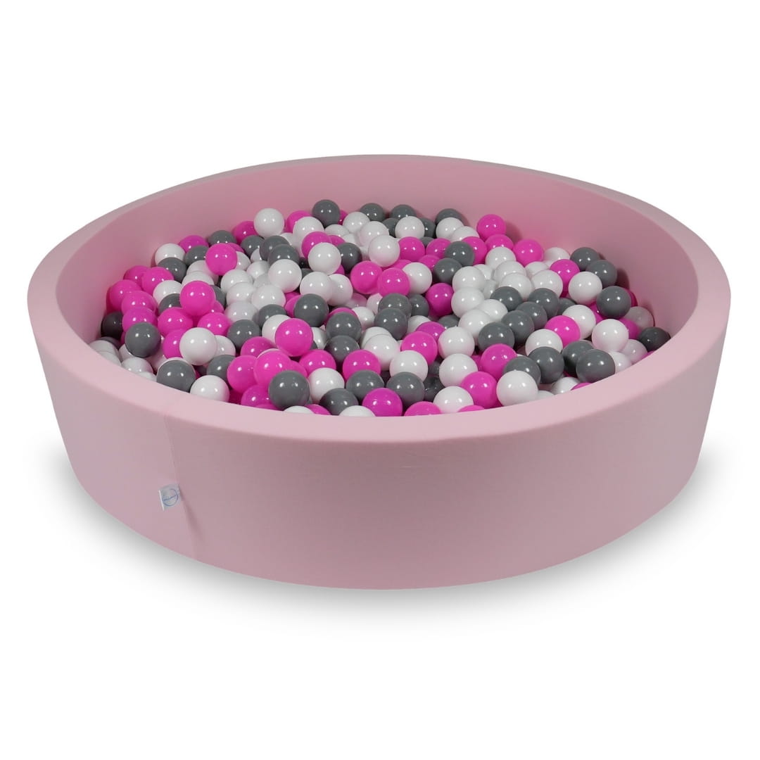 Piscine à Balles 130x30cm rose poudré avec balles 600pcs (blanc, gris, rose)