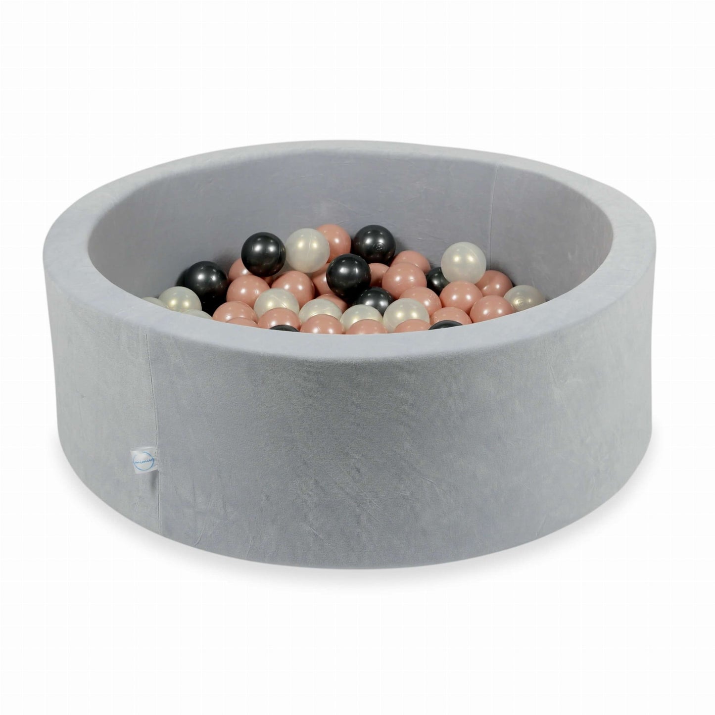 Piscine à Balles 90x30 Velvet Soft gris clair avec balles 200 pcs (or rose, iridescent, graphite métallique)