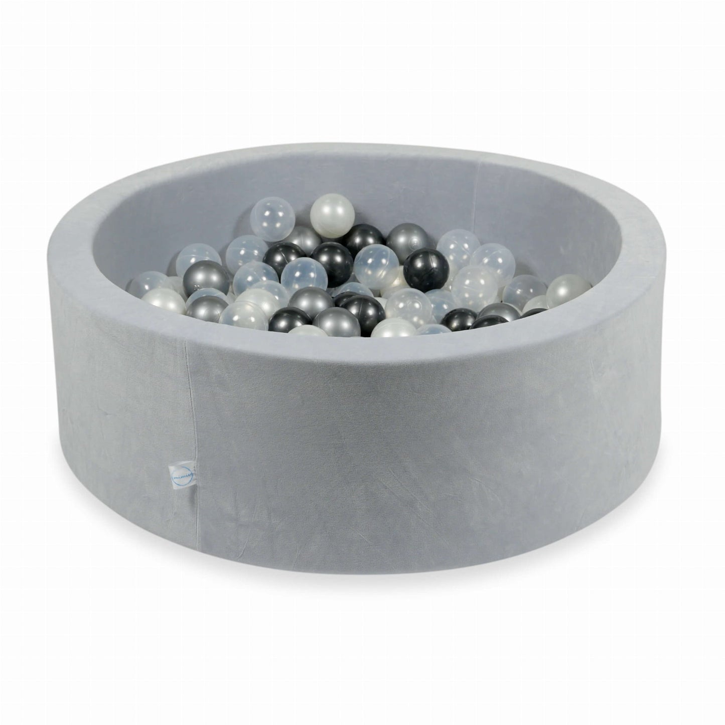 Piscine à Balles 90x30 Velvet Soft gris clair avec balles 200 pcs  (perle, transparent, graphite métallique, argent)