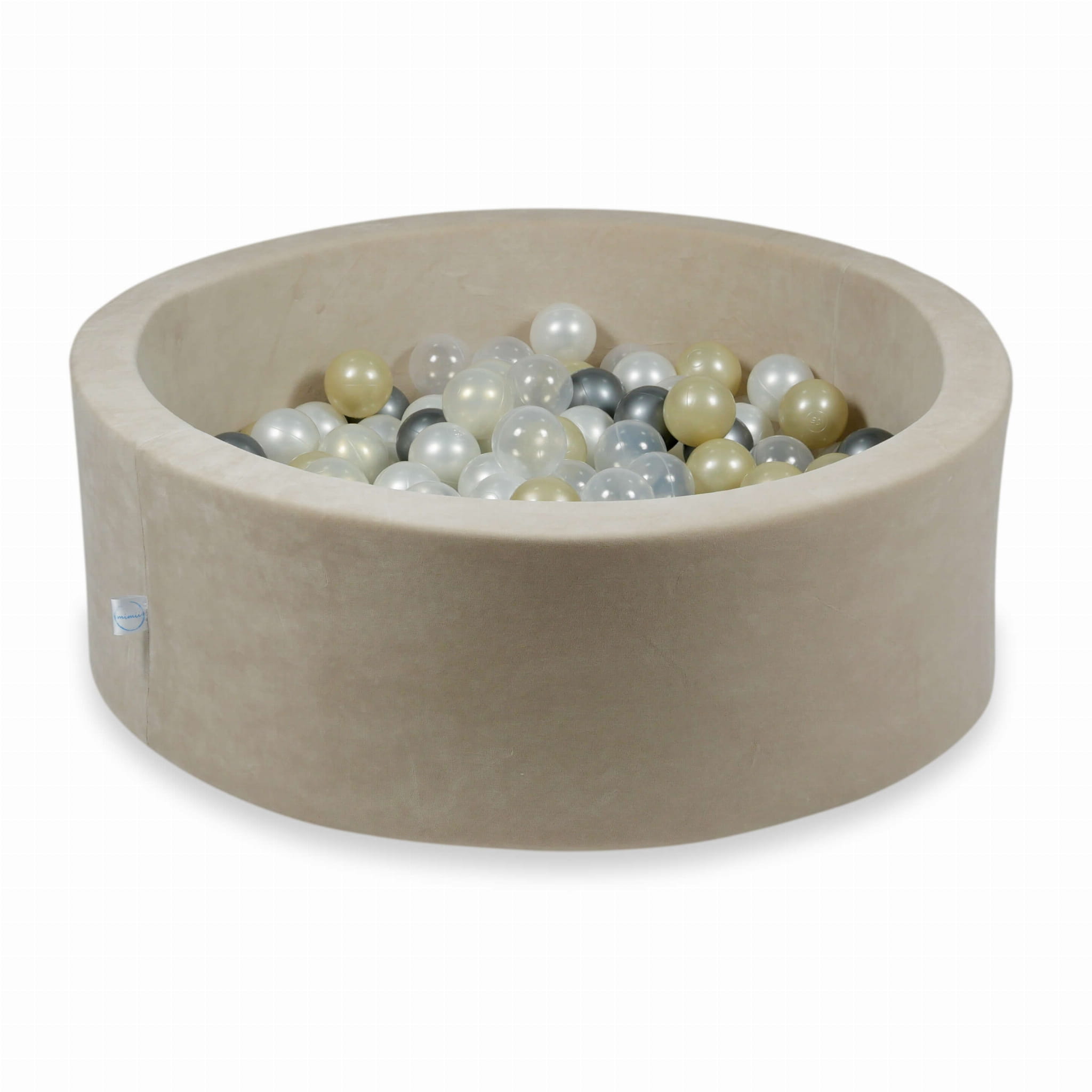Piscine à Balles 90x30 Velvet Soft beige avec balles 200 pcs (or clair, iridescent, perlé, transparent, argent)
