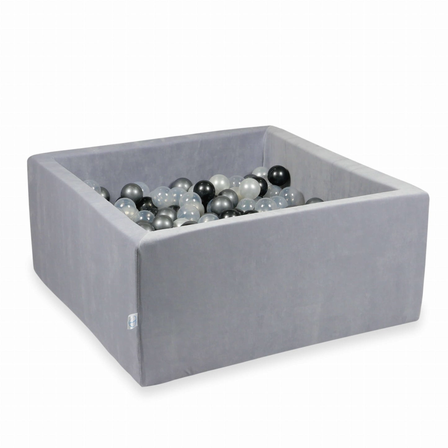 Piscine à Balles 90x90x40 Velvet Soft gris clair avec balles 400 pcs  (perle, transparent, graphite métallique, argent)