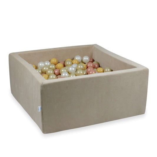 Piscine à Balles 90x90x40 Velvet Soft beige avec balles 400 pcs (or clair, perle, beige, or rose)