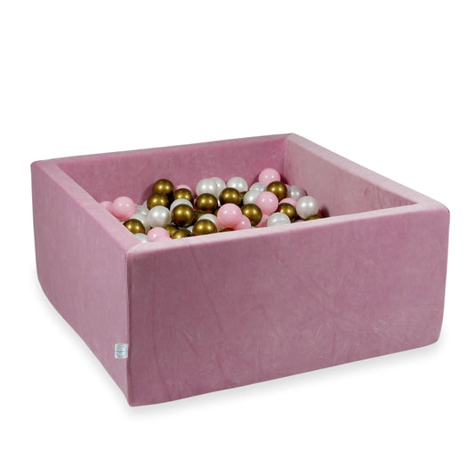 Piscine à Balles 90x90x40 Velvet Soft rose avec balles 400 pcs  (perle, vieil or, rose clair)
