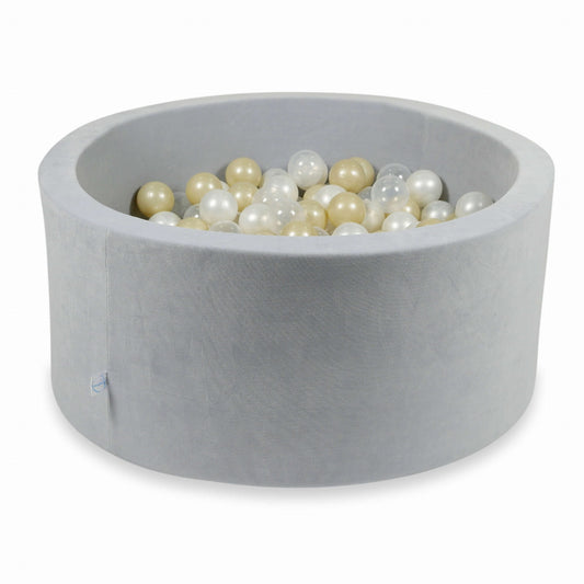 Piscine à Balles 90x40 Velvet Soft gris clair avec balles 300 pcs (transparent, or clair, perle)