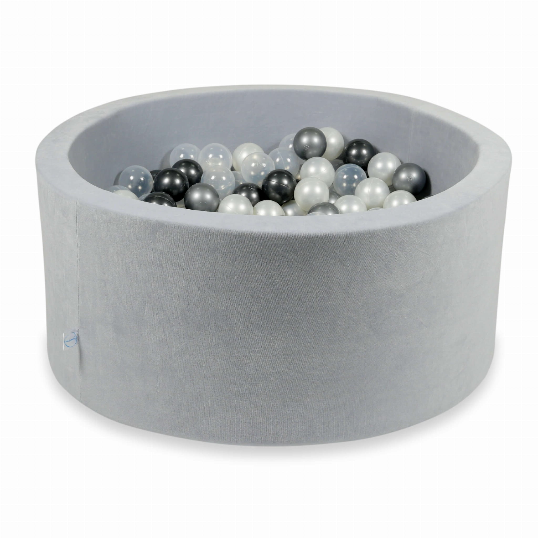 Piscine à Balles 90x40 Velvet Soft gris clair avec balles 300 pcs  (perle, transparent, graphite métallique, argent)