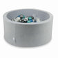 Piscine à Balles 90x40 Velvet Soft gris clair avec balles 300 pcs (turquoise métallique, bleu métallique, argent, graphite métallique, transparent, perle)