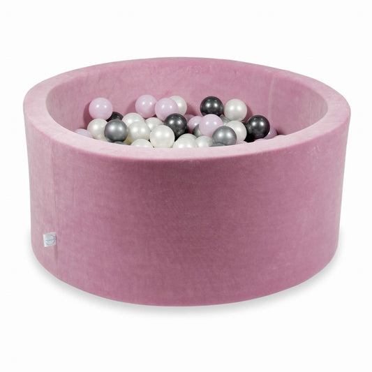 Piscine à Balles 90x40 Velvet Soft rose avec balles 300 pcs (rose perle clair, argent, graphite métallique, perle)