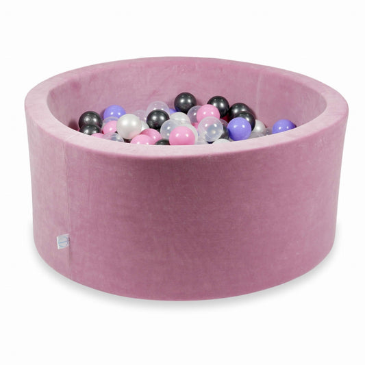 Piscine à Balles 90x40 Velvet Soft rose avec balles 300 pcs (graphite métallique, bruyère, rose poudre, perle, transparent)