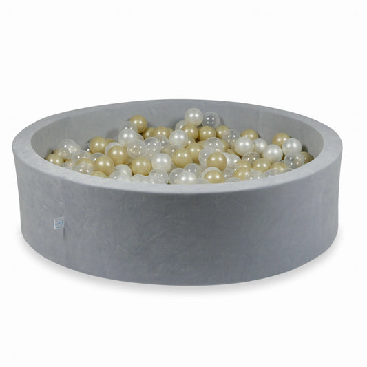 Piscine à Balles 110x30 Velvet Soft gris clair avec balles 400 pcs (transparent, or clair, perle)
