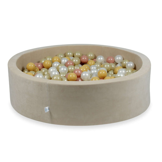 Piscine à Balles 110x30 Velvet Soft beige avec balles 400 pcs (or clair, perle, beige, or rose)