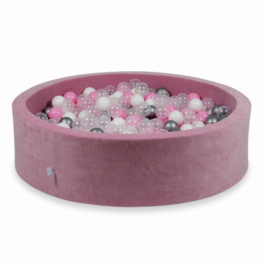 Piscine à Balles 110x30 Velvet Soft rose avec balles 400 pcs (rose poudré, argent, blanc, transparent)