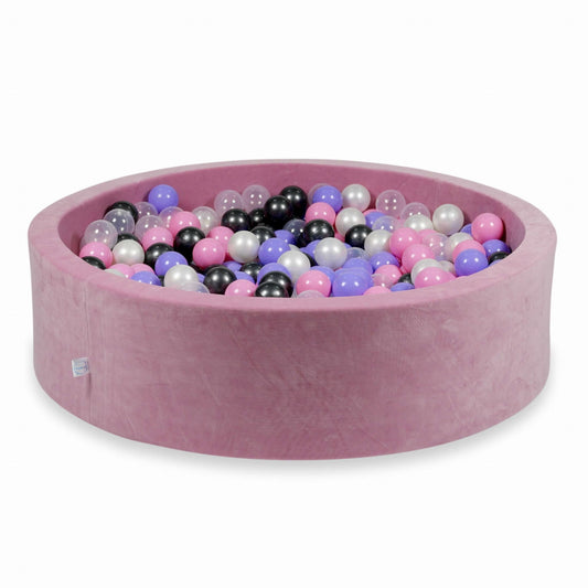 Piscine à Balles 110x30 Velvet Soft rose avec balles 400 pcs (graphite métallique, bruyère, rose poudre, perle, transparent)