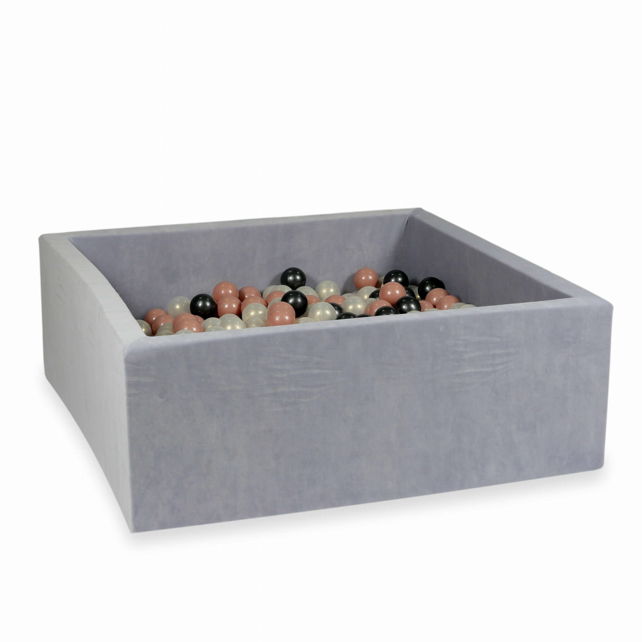 Piscine à Balles 110x110x40 Velvet Soft gris clair avec balles 600 pcs (or rose, iridescent, graphite métallique)