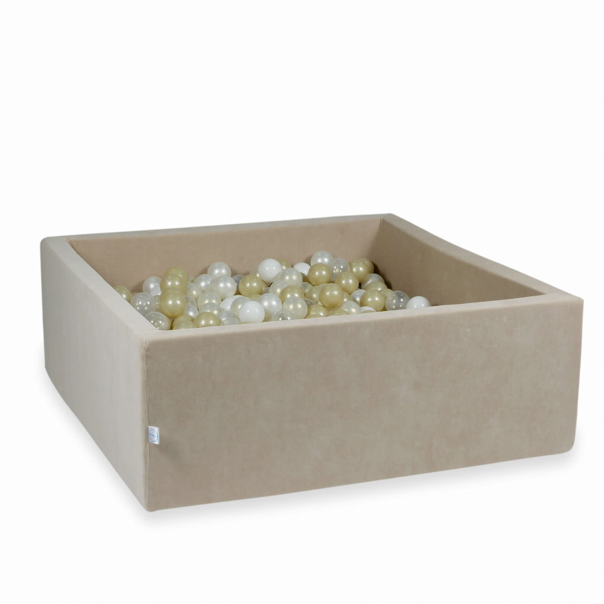 Piscine à Balles 110x110x40 Velvet Soft beige avec balles 600 pcs (transparent, blanc, perlé, or clair, iridescent)