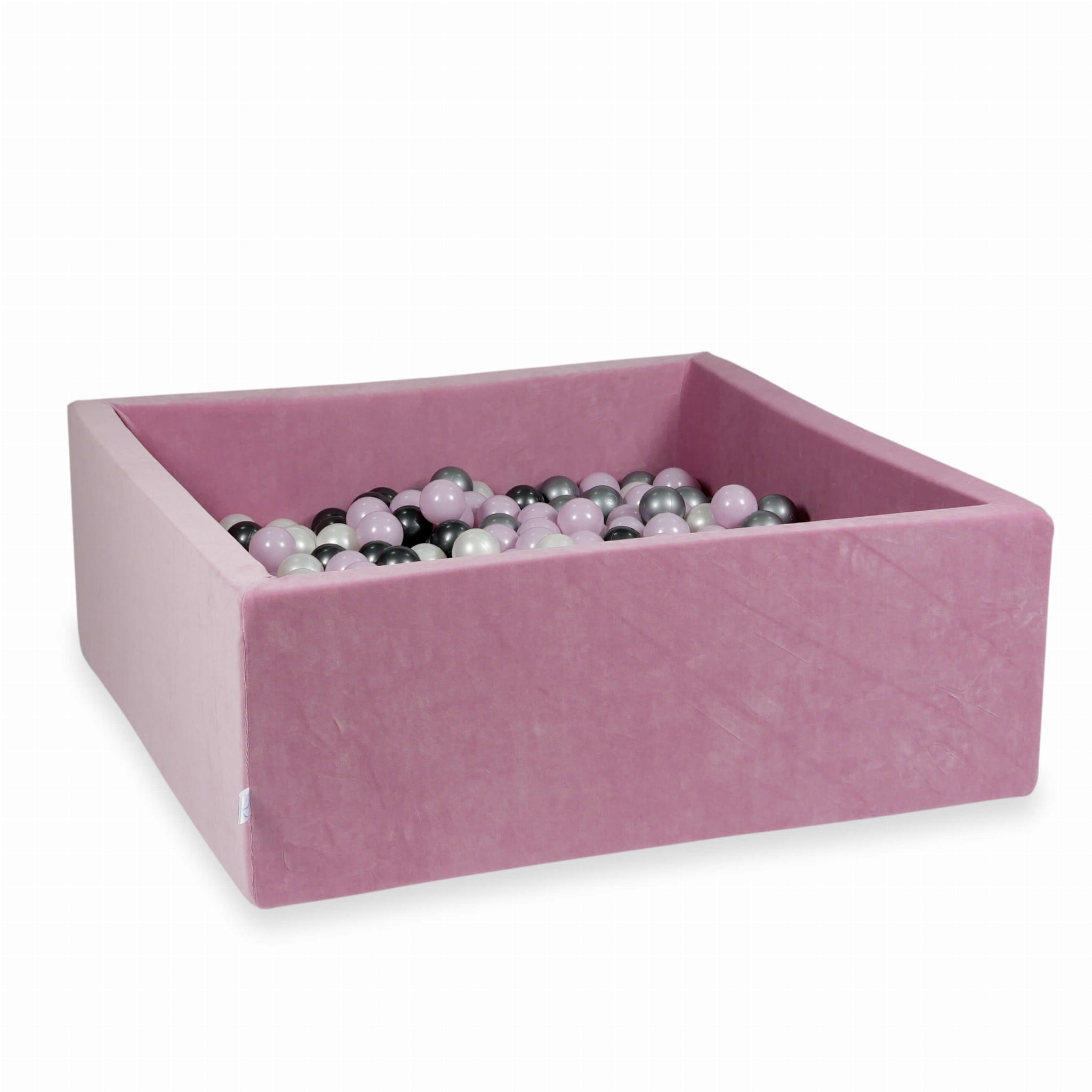 Piscine à Balles 110x110x40 Velvet Soft rose avec balles 600 pcs (rose perle clair, argent, graphite métallique, perle)