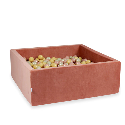 Piscine à Balles 110x110x40 Velvet Soft canyon clay avec balles 600 pcs (or rose, beige, or clair)