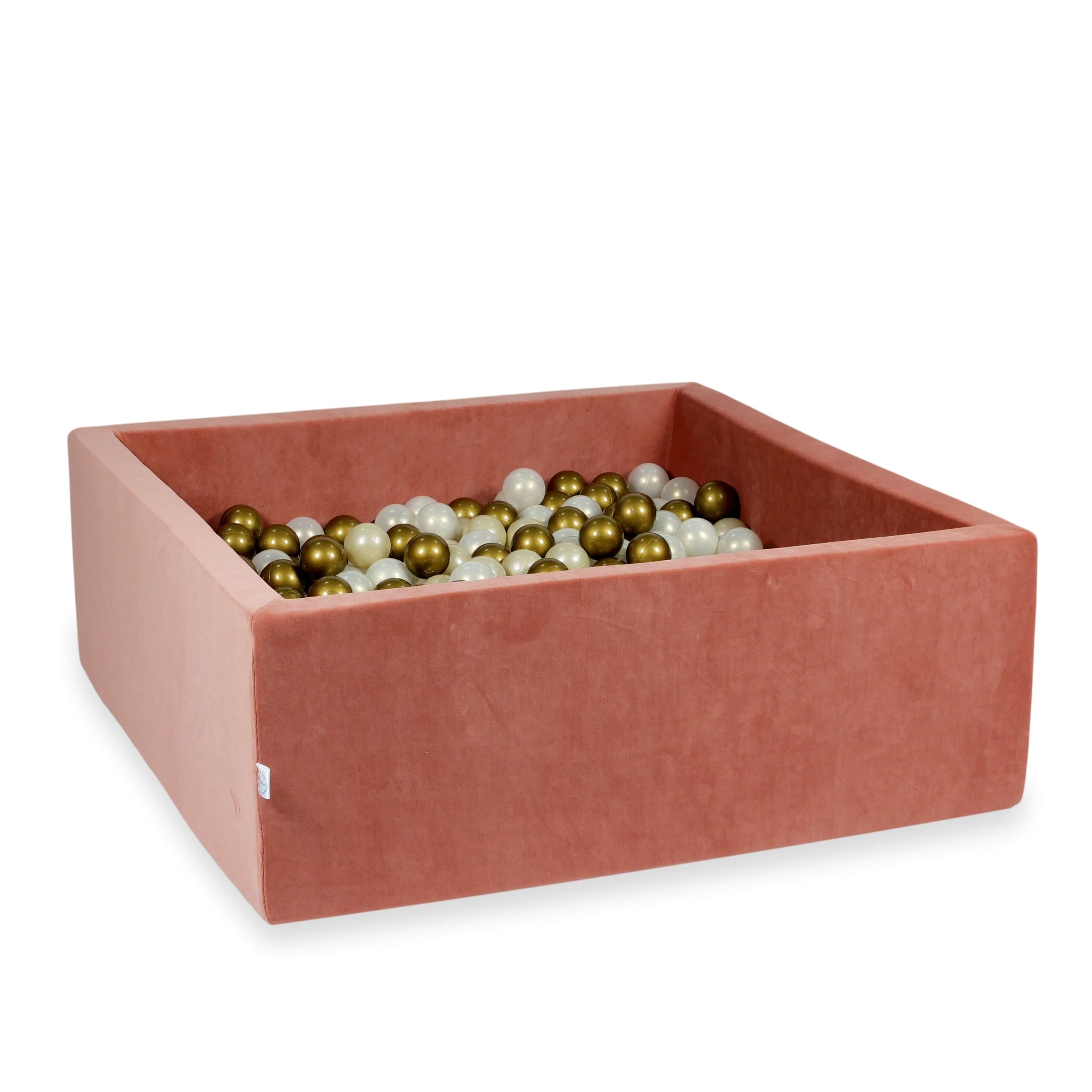 Piscine à Balles 110x110x40 Velvet Soft canyon clay avec balles 600 pcs (or clair, iridescent, vieil or)