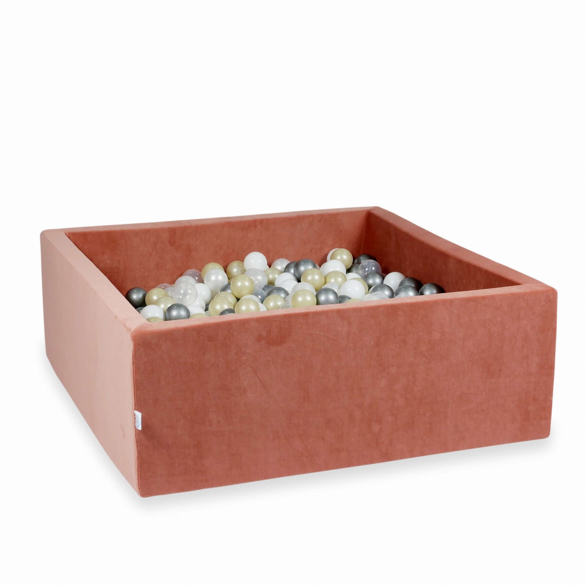 Piscine à Balles 110x110x40 Velvet Soft canyon clay avec balles 600 pcs  (transparent, blanc, perle, argent, or clair)