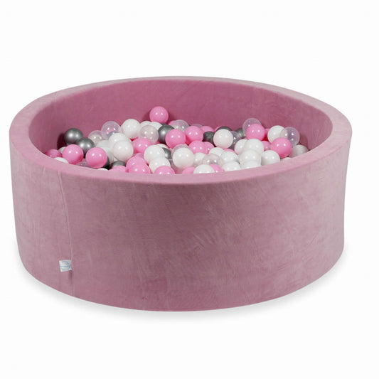Piscine à Balles 110x40 Velvet Soft rose avec balles 500 pcs (rose poudré, argent, blanc, transparent)