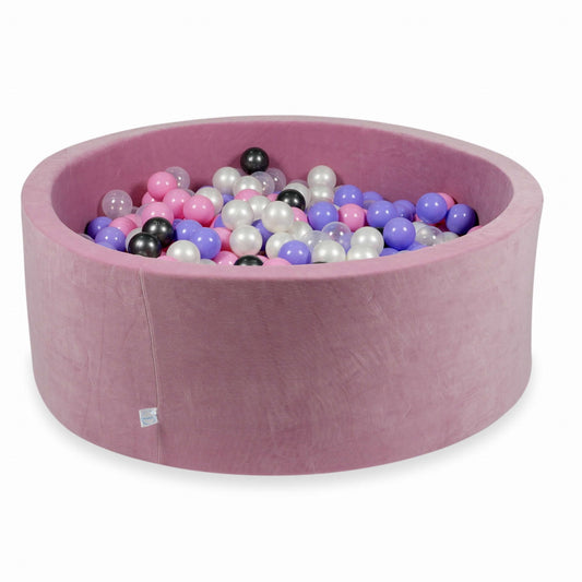 Piscine à Balles 110x40 Velvet Soft rose avec balles 500 pcs (graphite métallique, bruyère, rose poudre, perle, transparent)