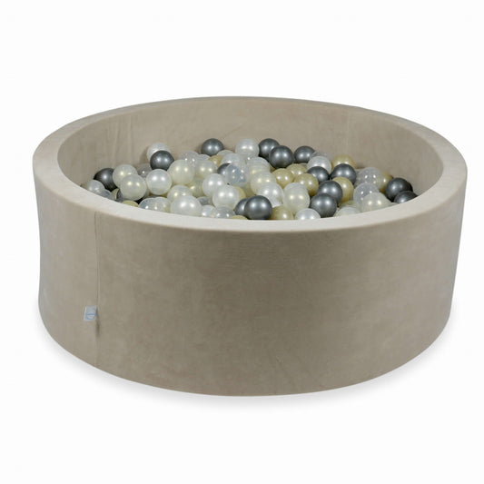 Piscine à Balles 110x40 Velvet Soft beige avec balles 500 pcs (or clair, iridescent, perlé, transparent, argent)