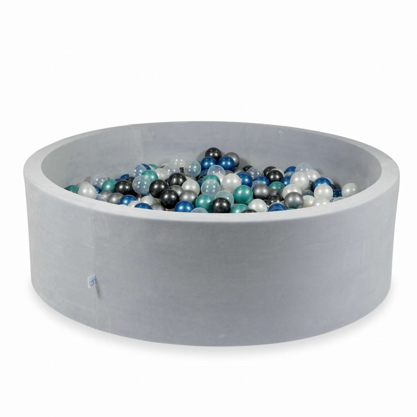 Piscine à Balles 130x40 Velvet Soft gris clair avec balles 700 pcs (turquoise métallique, bleu métallique, argent, graphite métallique, transparent, perle)