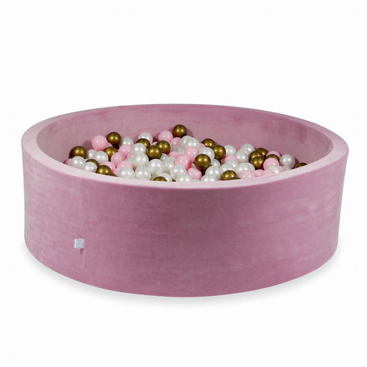 Piscine à Balles 130x40 Velvet Soft rose avec balles 700 pcs  (perle, vieil or, rose clair)