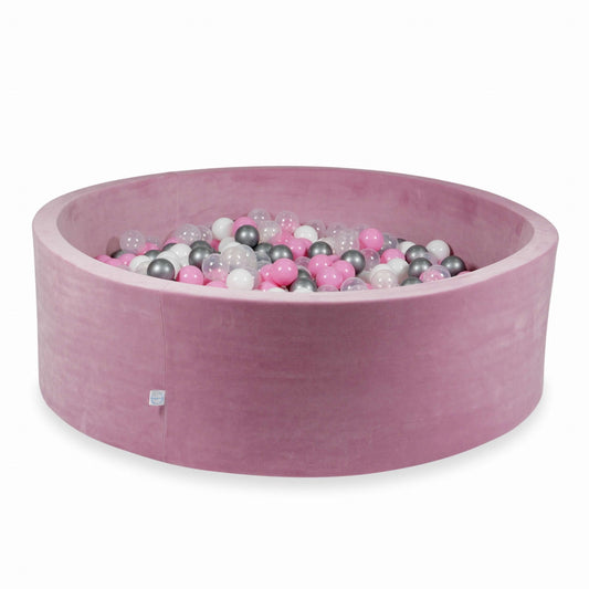 Piscine à Balles 130x40 Velvet Soft rose avec balles 700 pcs (rose poudré, argent, blanc, transparent)