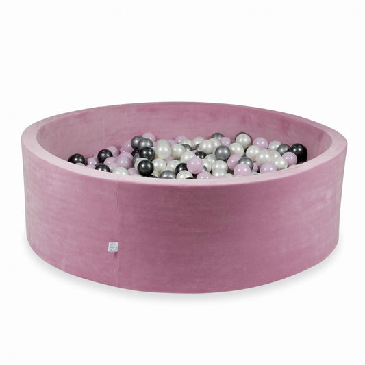 Piscine à Balles 130x40 Velvet Soft rose avec balles 700 pcs (rose perle clair, argent, graphite métallique, perle)