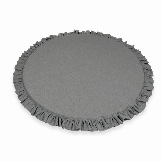 Tapis de jeu 100cm pour bébé rond avec volant, Gris