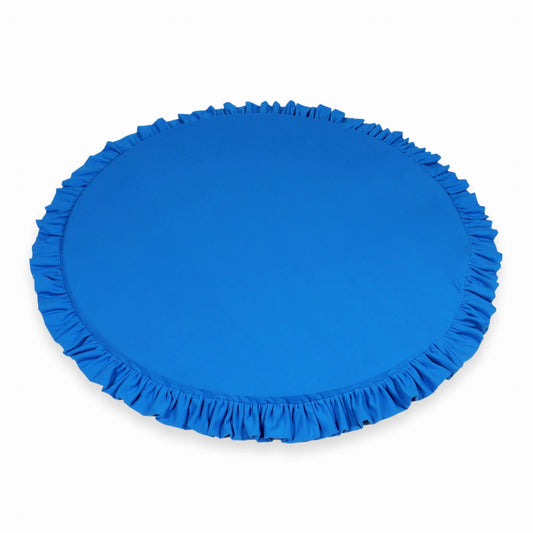 Tapis de jeu 100cm pour bébé rond avec volant, Bleu