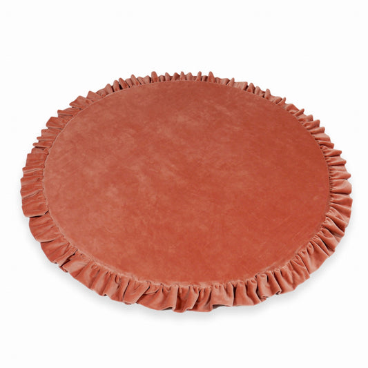 Tapis de jeu 100cm pour bébé rond avec volant, Velvet Soft canyon clay