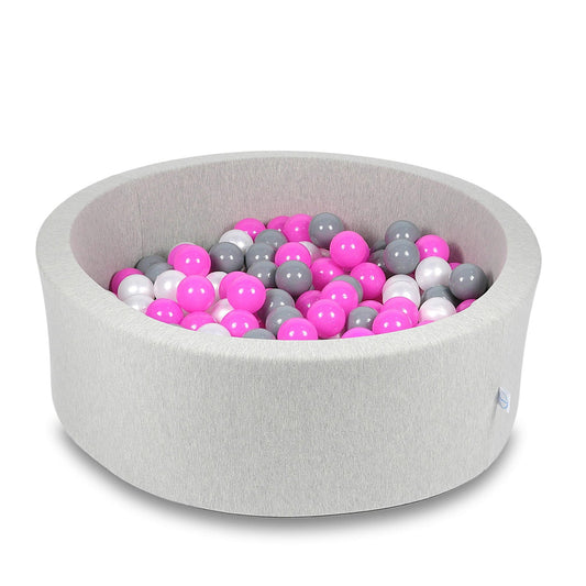 Piscine à Balles 90x30cm gris clair avec balles 200pcs (rose, perle, gris)