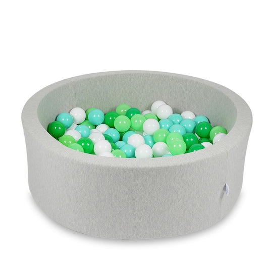 Piscine à Balles 90x30cm gris clair avec balles 200pcs (blanc, céladon, menthe, vert)