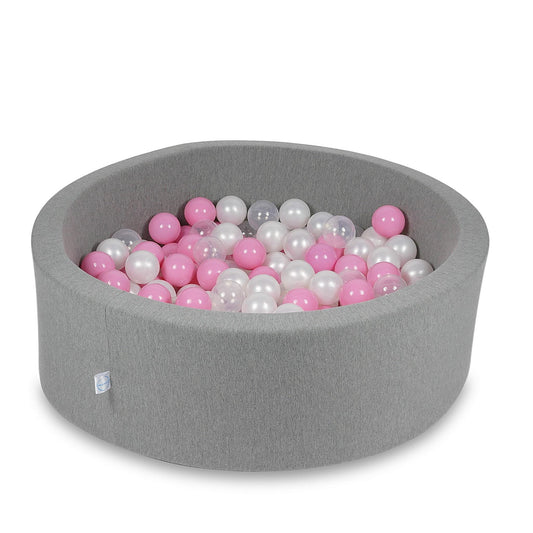 Piscine à Balles 90x30cm grise avec balles 200pcs (blanc, perle, rose poudre)