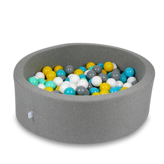 Piscine à Balles 90x30cm grise avec balles 200pcs (blanc, gris, turquoise, jaune, menthe)