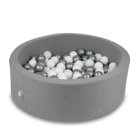 Piscine à Balles 90x30cm grise avec balles 200pcs (blanc, argent)
