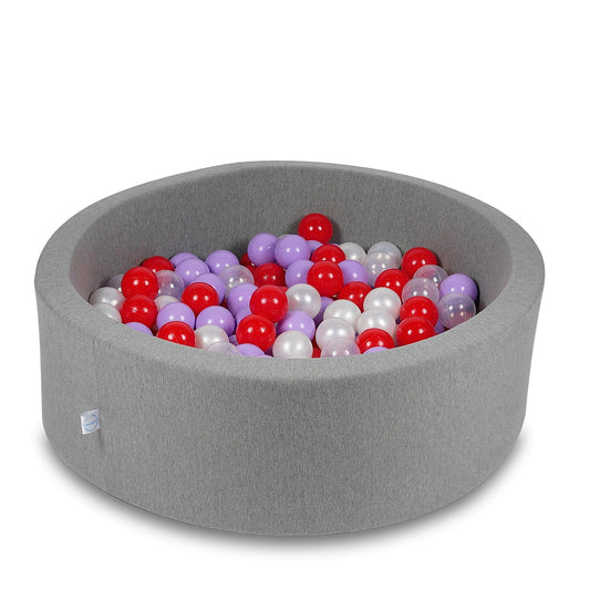 Piscine à Balles 90x30cm grise avec balles 200pcs (clair, perle, bruyère, rouge)