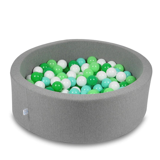 Piscine à Balles 90x30cm grise avec balles 200pcs (blanc, céladon, menthe, vert)