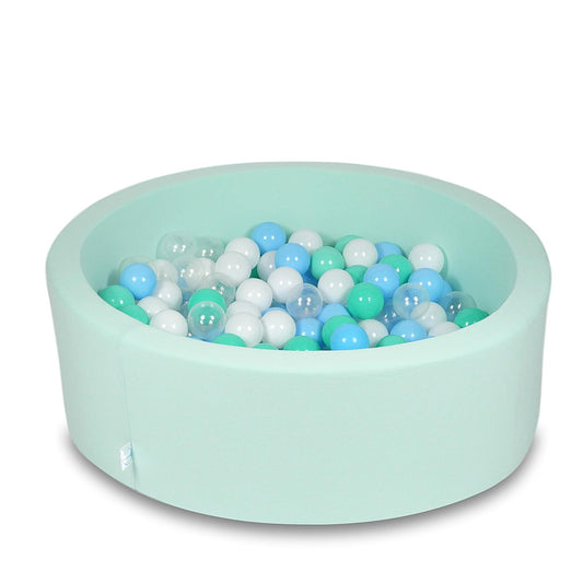 Piscine à Balles 90x30cm menthe avec balles 200pcs (bleu clair, transparent, menthe, blanc)