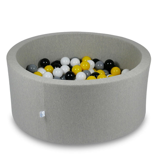 Piscine à Balles 90x40cm gris clair avec balles 300pcs (jaune, blanc, gris, noir)