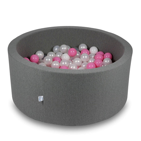Piscine à Balles 90x40cm grise avec balles 300pcs (blanc, perle, rose poudre)