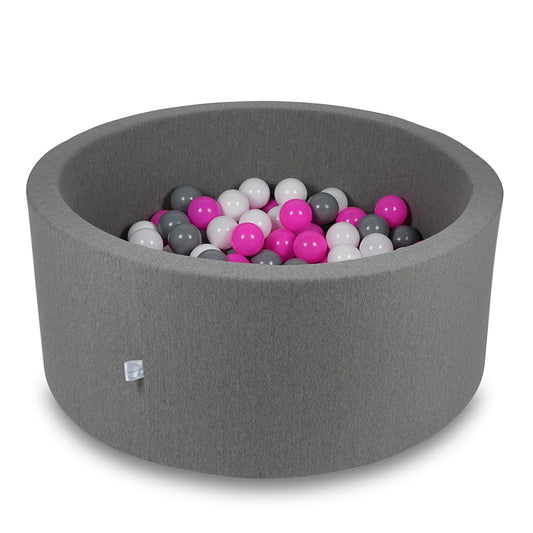 Piscine à Balles 90x40cm grise avec balles 300pcs (blanc, gris, rose)